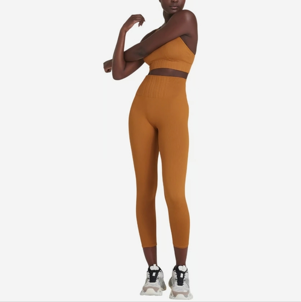 Lolë Sweat Tech Pecan Color Rib Athletic Leggings Women's Size XS